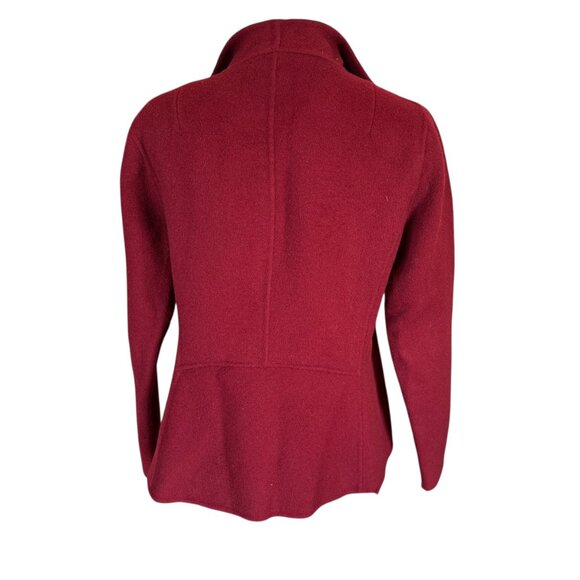 Talbots Petites burgundy wine long sleeve collared wool open jacket blazer SP - Picture 4 of 8